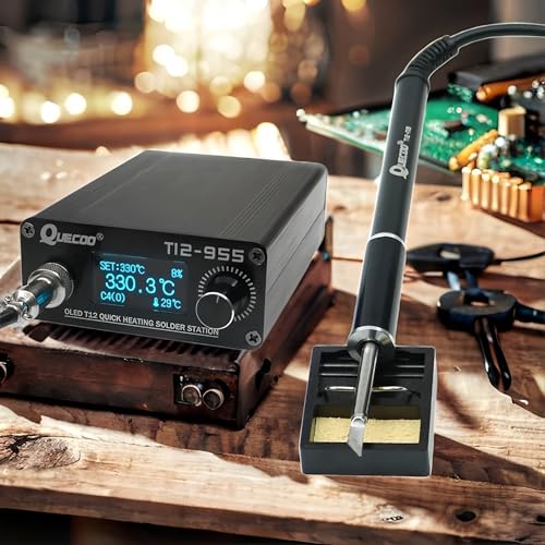 QUECOO STM32 V2.1S T12-955 Soldering Station Electronic Soldering iron 1.3 inch Digital station solder 9501 handle iron tip weld
