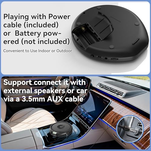 Image of Portable CD Player for Car: Kegaudio with Earphones Anti-Skip LCD Display Personal Disman Disc Player for Car & Sports Supports MP3 WMA PROG & Memory Function