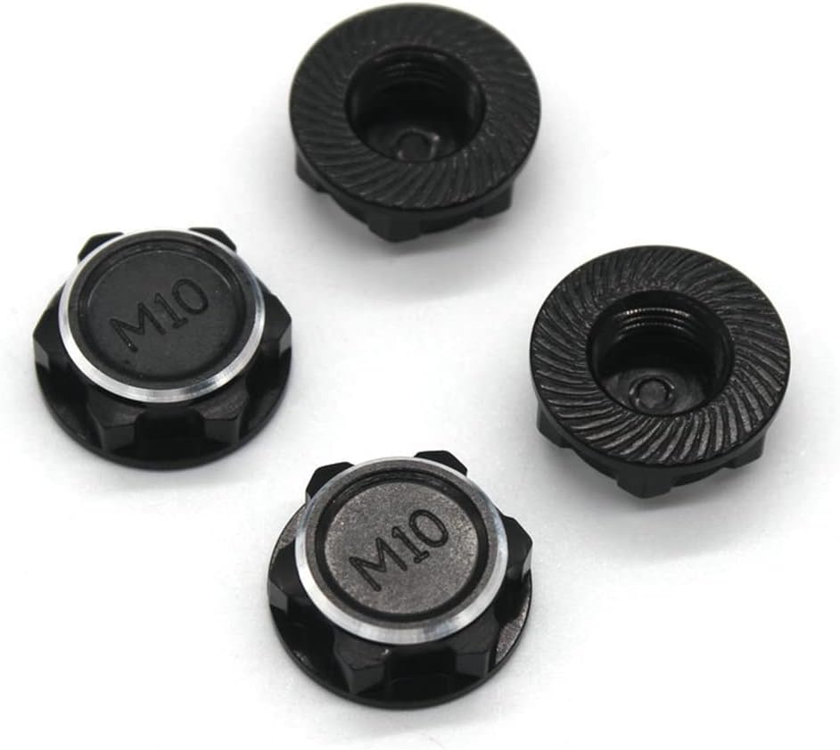 Lisher NT002 4 Pieces 17 mm M10 Hexagonal Metal Wheel Nut Cover for JLB Racing Cheetah 11101 21101 J3 Speed 1/10 Pieces for RC Car Leveling 4