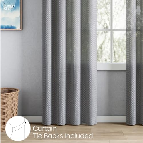 Image of haus & kinder Jacquard Sheer Door Curtains 7 Feet Long Pack of 2 Door Curtains, 7 Feet Curtains for Door, (Abstract Geometric Design, Silver Ripple Ice Blue, 114x213cm)