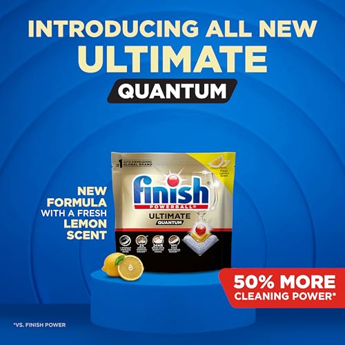 Image of Finish Ultimate Quantum Dishwasher Pods, New & Improved Formula, Dishwasher Detergent Dish Soap, Removes Burnt-On & Dried-On Stain, Degreasing & Scrubbing Power, Lemon Scent, 21 Count