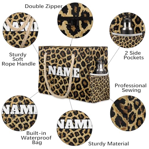 Custom Name Beach Bags for Women, Large Beach Tote Bag with Zipper, Waterproof Sandproof Pool Swim Pool Bags4