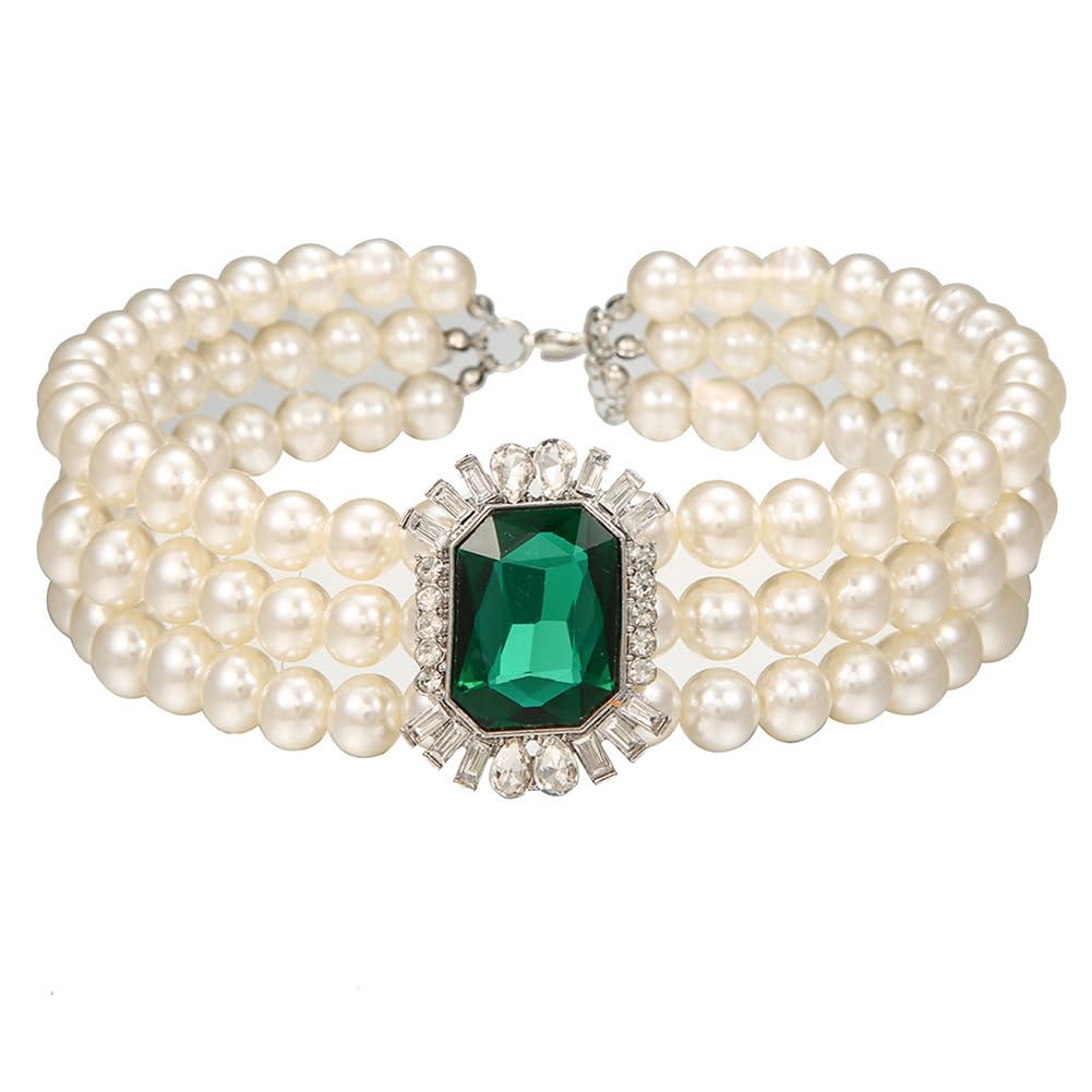 Shining Diva Fashion Latest Stylish Emerald Pearl Choker Necklace for Women and Girls (15873np) (B0CX4HLF2K) Amazon Price History, Amazon Price Tracker