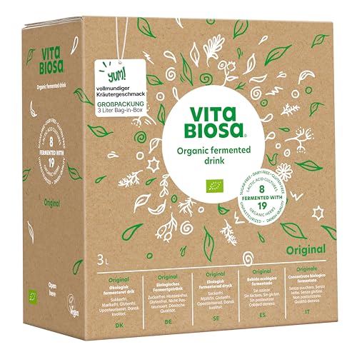 Vita Biosa Original 3 L Bag-in-Box – Bio Kräuterfermentgetränk mit Milchsäurekulturen – vegan, zuckerfrei & laktosefrei – Fermentdrink aus 19 Kräutern – Großpackung für Familie & Kur