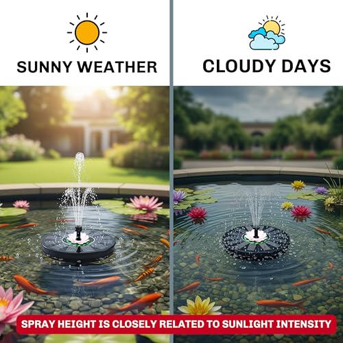 Image of Homehop Solar Water Fountain For Garden Decorative 8 Nozzles Automatic Pump | Solar Water Fountain For Home Wireless Flower Shaped Floating Waterproof Lotus for Bird Bath, Fish Pond, Pool (Pink, ABS)