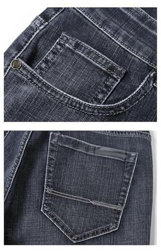 Hndudnff Men Thin Straight Jeans Stretch Casual Business Breathable Trousers Comfortable Denim Pants4