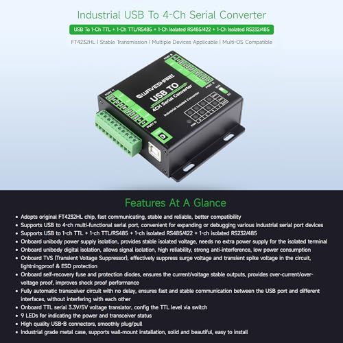Convertisseur USB vers 4-Ch Serial FT4232HL contre les pannes de communication industrielle