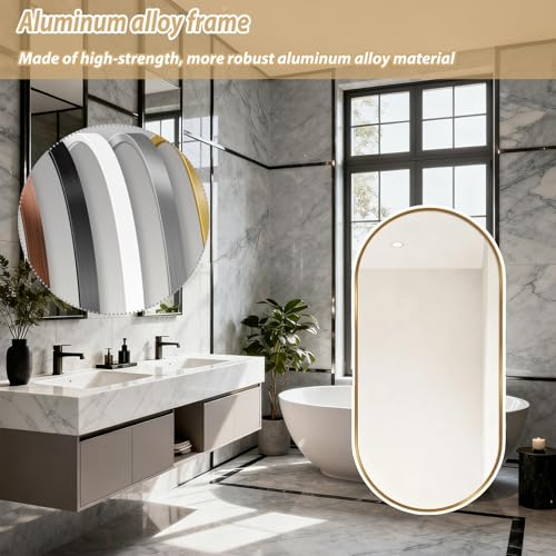 Miroir de salle de bain ovale à LED 60x90cm noir vertical ou horizontal