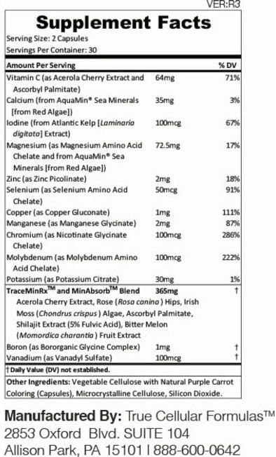 Miniatura 5 de True Cellular Formulas MIN12Absorb Essential & Trace Mineral Complex  Sin soja, sin OMG, vegano, suministro para 30 días - Absorción mejorada para