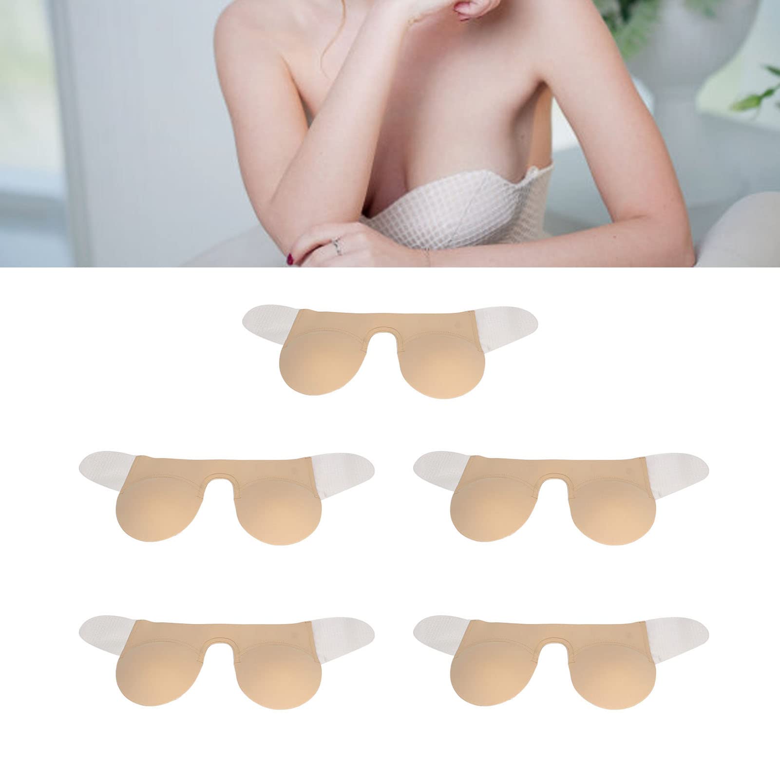 u forme de soutien-gorge sans bretelles pour les femmes, Silicone Deep Play Push Up Adhesive Bra, 5pcs Sticky Bra pour le mariage (C)