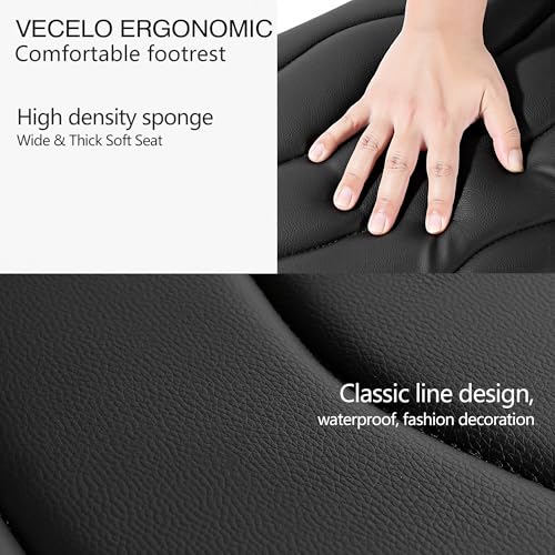 Image of VECELO Under Desk Footrest, PU Ergonomic Foot Rest with Comfort Padding, Height Adjustable for Relieving Leg Pain, Stiffness, and etc, Black
