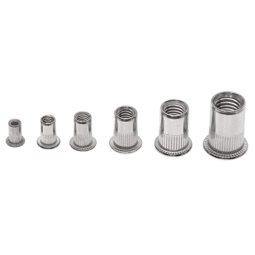 165pcs Flat Head Rivet Nuts Acciaio Inossidabile Metric Metric Recked Doce Assortment Kit M3 M4 M5 M6 M8 M10