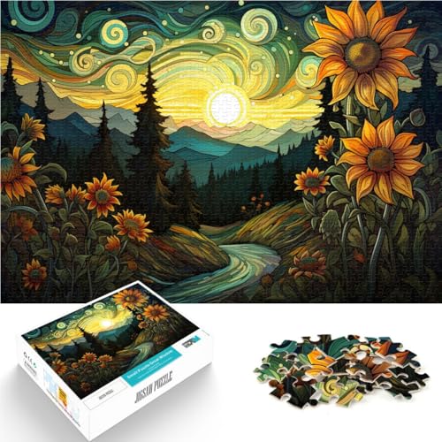 Puzzle de 1000 piezas ideal para tardes relajantes en casa montando Girasoles de Noche de 38x52 cm