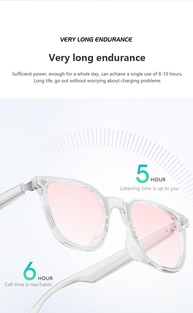 Gafas inteligentes con cámara de 1080p 8MP, control de voz, asistente de IA, reconocimiento de objetos, para vlogging, conferencias y grabación de vídeo (rosa)