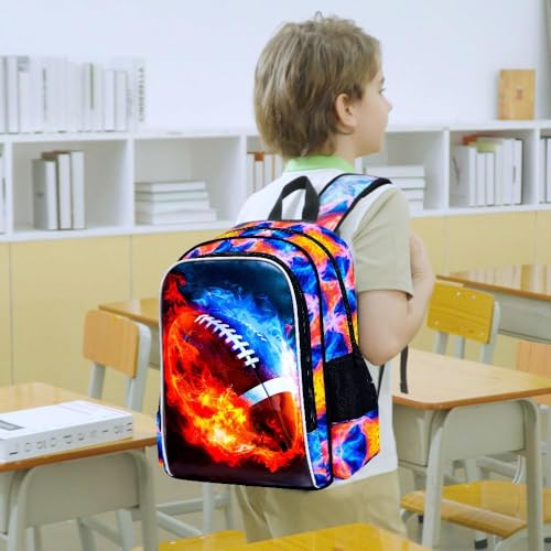 KLFVB 3PCS Kids Bookbag, 17" Boys Backpack and Lunch Box, Water Resistant Teenagers School Bag for Middle Elementary - Flame Rugby - Image 3