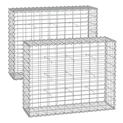 SONGMICS Gabionenkörbe, Metall-Steinkörbe mit 5 x 10 cm Maschenweite für...