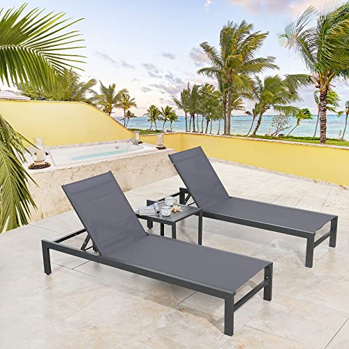 Ulax Furniture Aluminum Patio Side Table Square Outdoor End Table Outside Coffee Bistro Table (Dark Grey) #TOP1