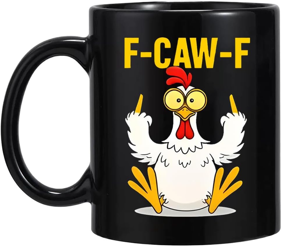 ANOVEL F-Caw-F Funny Chicken Mug White Elephant Gifts FCawF Coffee Cup 11oz