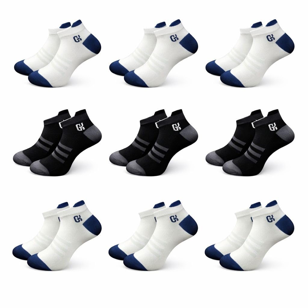 gk gatak Premium Pure Cotton 9 Pairs Socks for Men & Women | Stretchable Free Size| Anti-Odour, Sweat Absorbent, Socks for Running, Gym, Sports & Daily Wear, moje for boys-picture-31