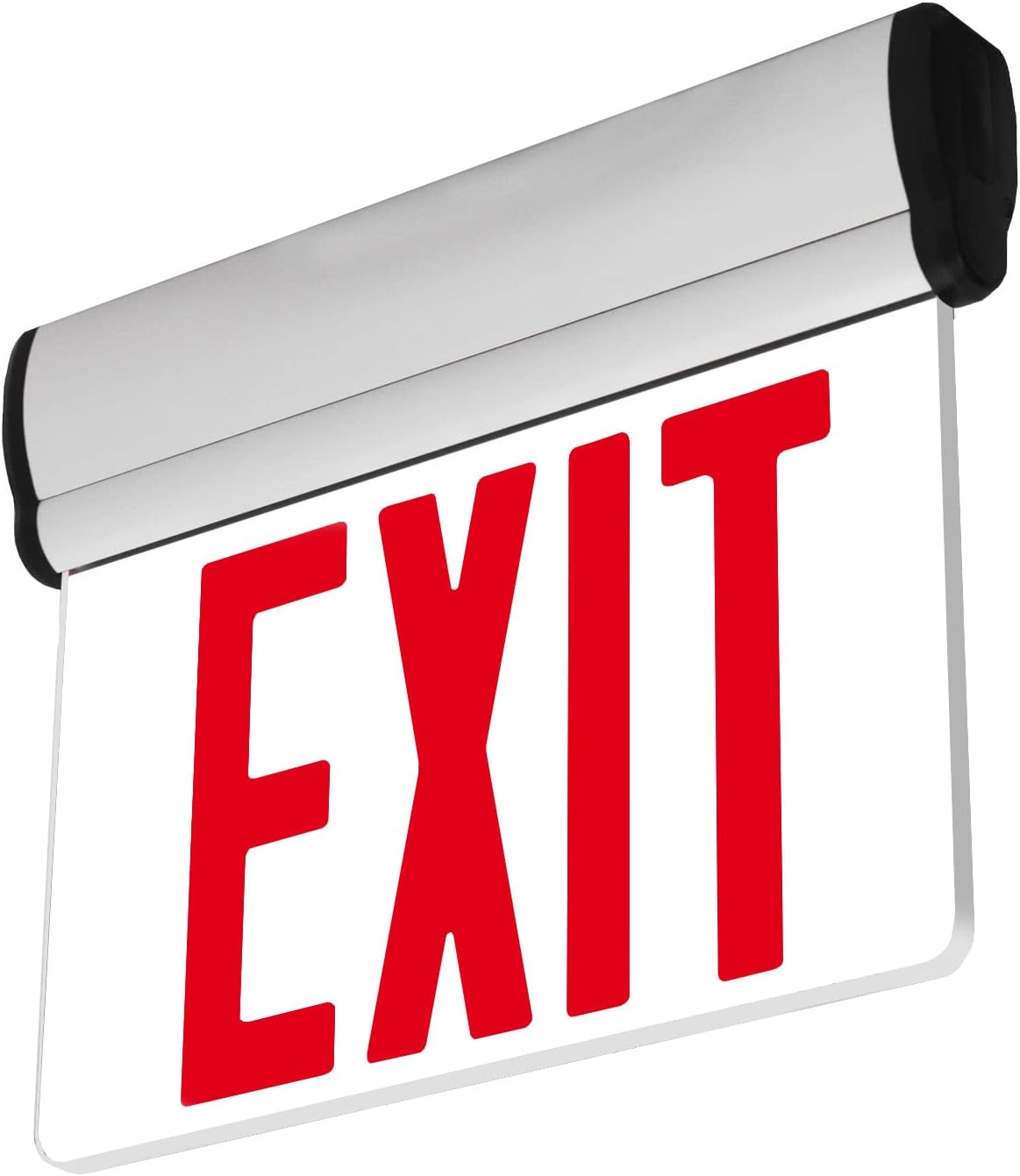 LFI Lights | Edge-Lit Red Exit Sign | Modern Design Brushed Aluminum Housing | All LED | Single-Sided Clear Acrylic Panel | Hardwired with Battery Backup | UL Listed | (1 Pack) | ELRT-R (SC) - - 