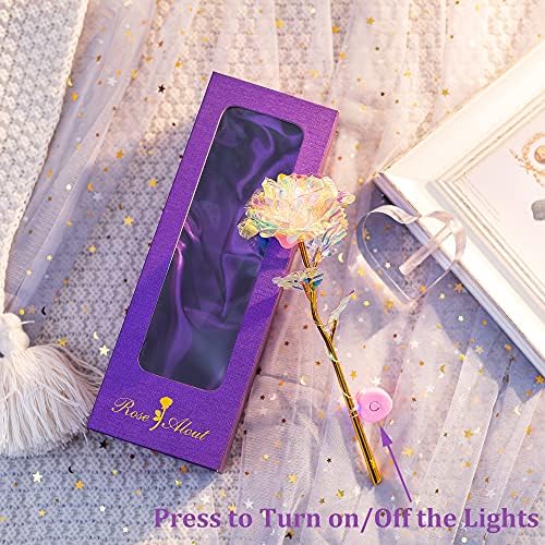 Fake Forever Roses Flower Artificial Enchanted Rose Galaxy Light Beauty and The Beast Rose Kit for Valentine Mothers Day Wedding Anniversary Birthday Gifts for Women Girls Mums Christmas Decorations
