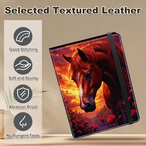 Image of Photo Album 4x6 120 Photos with Strong Elastic Band, Red Horse | Large Capacity Premium Leather Picture Album, Portable Wallet Albums Photo Book for Family Anniversaries Wedding Baby