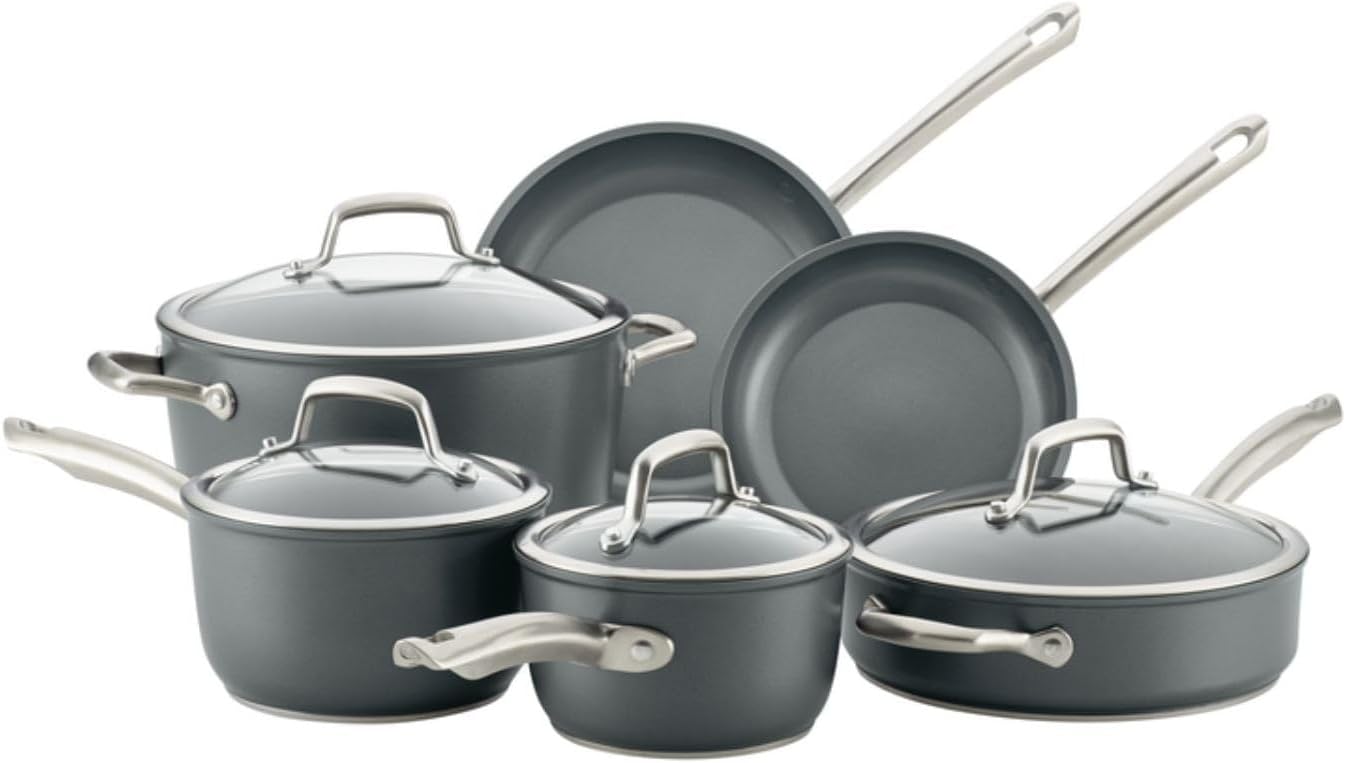 Anolon Accolade HardAnodized Pots and Pans Set/Cookware Set, 10Piece
