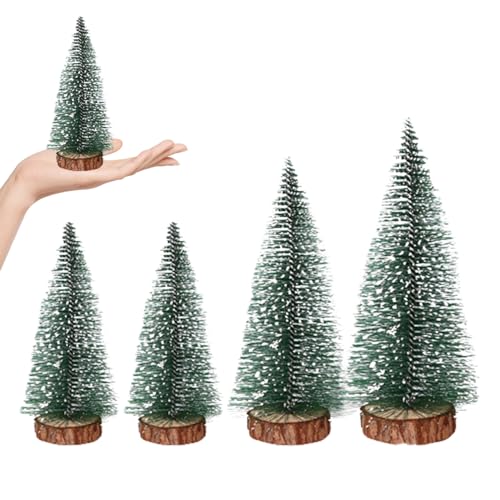 Árboles De Navidad, Home KUYYFDS Decoraciones navideñas, árbol de Navidad en Miniatura Nieve Artificial árboles de Helada de Escritorio decoración de árboles de Pino 4pcs