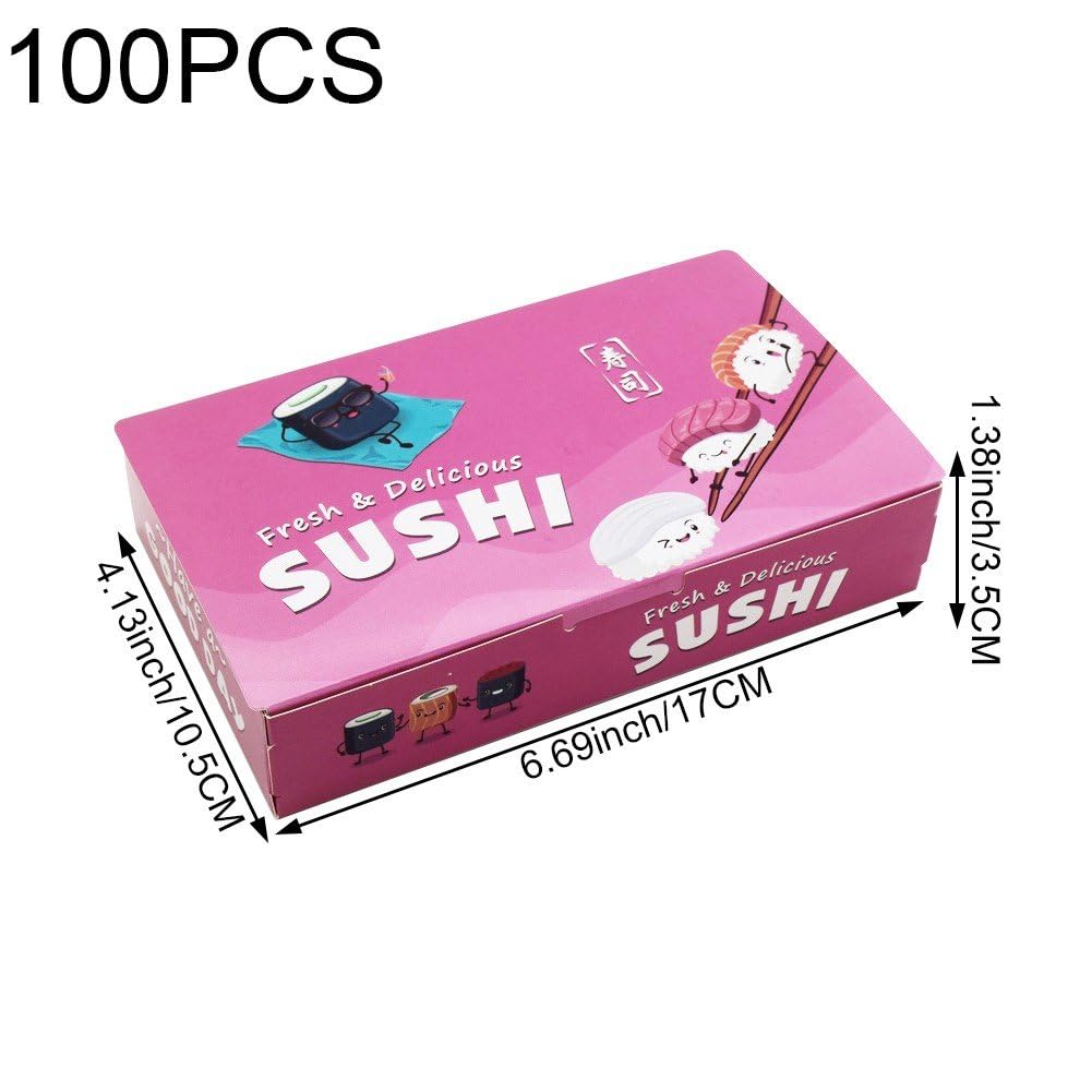 Wudaizhi Cajas De Comida para Llevar, Pequeñas Cajas De Charcutería, Contenedores Desechables para Sushi, Suministro De Embalaje De Bolas De Arroz para Restaurante, 100 Uds.