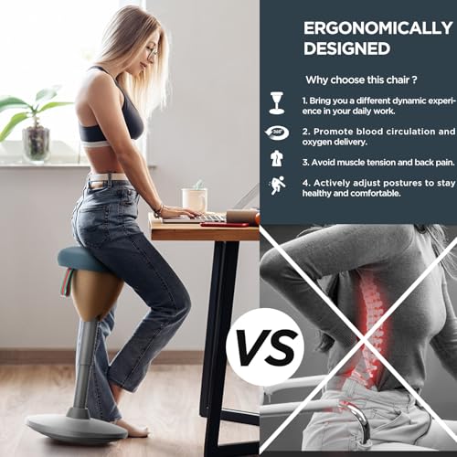 Image of Adjustable Standing Desk Chair, Ergonomic Wobble Stool Standing Desk Stool, Encourage Good Posture, Height Adjustable Stool 19-29 inch, Non-Slip Base, Active Chairs for Adults