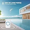 TECKNET Sonnette sans Fil Exterieur Étanche, IP65 Étanche 400 Mètres Sonnette Electronique, 60 Mélodies 5-Niveaux LED Bleu, pour Maison, Hôtel, Urgence-Blanc, Montage Mural #2