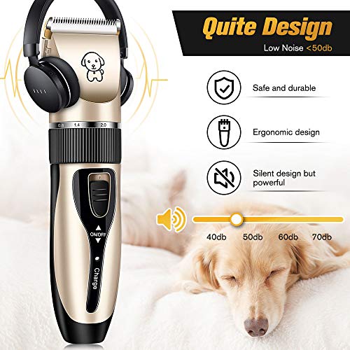 [2020 Upgrade] Dog Grooming Clippers, Professional 5-in-1Rechargeable Dog Hair Clippers Kit with Low Noise, Superior Painless Pet Hair Grooming/Trimming/Shaving, Perfect for Small Medium Dogs & Cat - Thumbnail 5