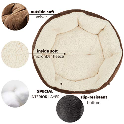Asvin Small Dog Bed For Small Dogs, Cat Beds For Indoor Cats, Pet Bed For Puppy And Kitty, Extra Soft & Machine Washable With Anti-Slip & Water-Resistant Oxford Bottom, Brown, 20 Inches #TOP3