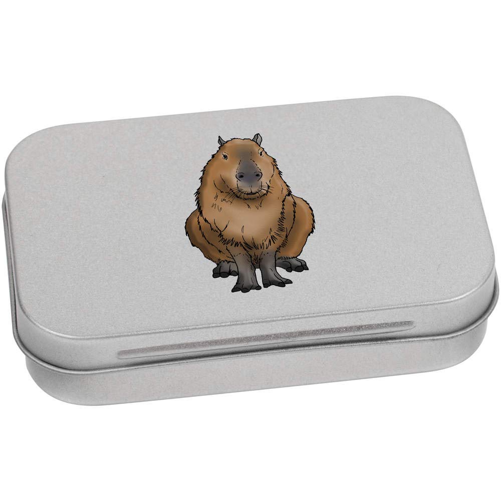 Azeeda 95mm 'Sitting Capybara' Metal Hinged Tin/Storage Box (TT00142742)