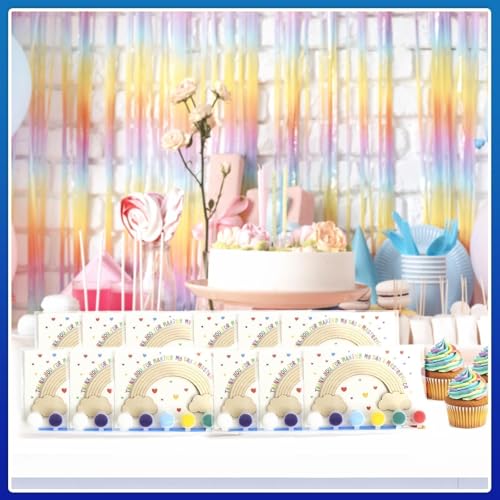 12 Pack Pre-Packaged Rainbow Party Favors for Kids, Wooden Rainbow Cutouts with Magnets & Painting Kits, Thank You for Coming Gifts for Kids - Image 7