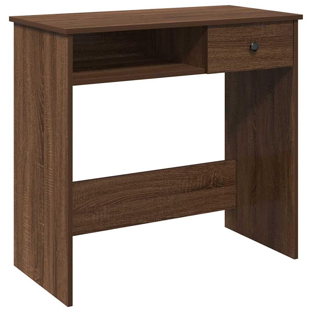 Escritorio con aspecto de roble marrón 80 x 40 x 75 cm, mesa de oficina de material de madera resistente con amplia superficie de trabajo para ordenador, documentos y portátiles, versátil