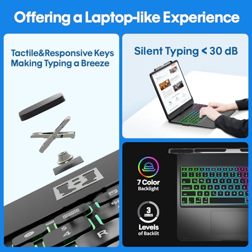 Image of BABG Keyboard Case for iPad Air 13 inch(M3 /M2)&iPad Pro 13(M5 /M4),iPad Pro 12.9(6th /5th /4th /3rd Gen) Case with Keyboard,360 Rotatable,Toupad,Backlits,Pencil Charging-Matt Black