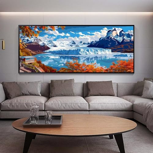 Peinture Diamant Lac et Montagne XXL pour Créer une Ambiance Relaxante dans Votre Salon 5D