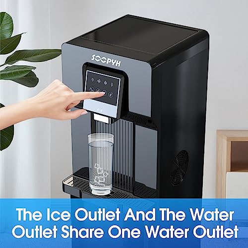 Bottom Loading Water Dispenser Cooler with Ice Maker 18lbs Daily Capability Perfect for Home Office Black (Without HOT Water)