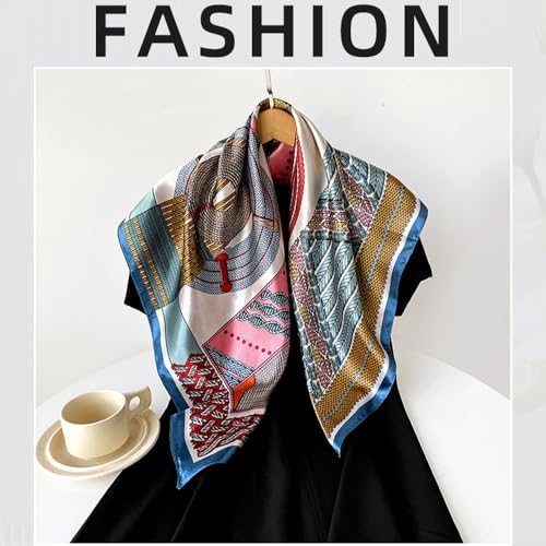 Large Silk Head Scarves Bandanas for Women,Elegance Square Lightweight Headscarf,35 Inches Hair Wraps The Shawl4