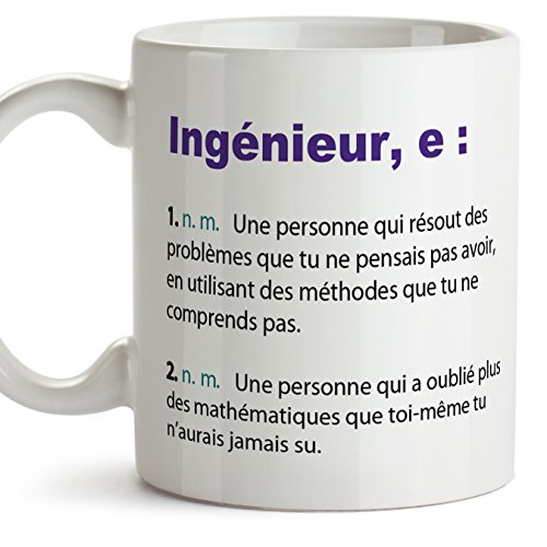Tasse pour Un ingénieur/Mug pour UNE ingénieure - Définition de Dictionnaire drôle - Mug/Tasse pour Les métiers/Professions. Cadeaux pour Les ing