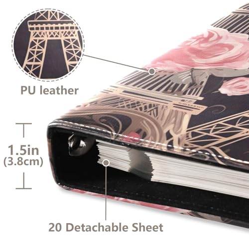 Álbum de Fotos Self Adhesive DIY Scrapbook Paris Flores Torre Eiffel 3 Aros 40 Páginas 8x10 miniatura 4