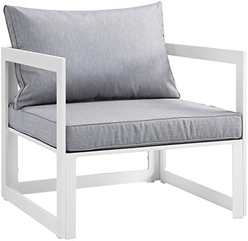 Modway Fortuna Aluminum Outdoor Patio Armchair in White Gray