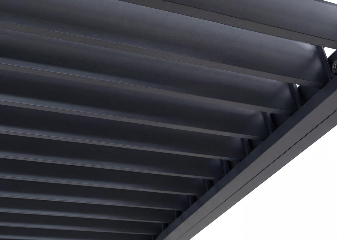 Pergola Mendler HWC-P65, pawilon ogrodowy na taras, pawilon z lamelami, stabilna rama aluminiowa 10 cm, wymiary: 3 m x 3 m - antracyt