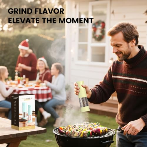 Image of Electric Salt and Pepper Grinder Set - Rechargeable Automatic Salt and Pepper Shakers, Kitchen Appliances with External Adjustable Coarseness, Larger Hopper for Cooking, Home Gifts(2 Pack,Yellow)