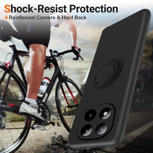Compatible for Xiaomi Redmi Note 15 Pro 5G Phone Case with Screen Protector, 360° Rotatable Ring Holder Kickstand/ Stand Silicone TPU Shockproof Protective Cover Case for Redmi Note 15 Pro 5G - Black by Nijiadi - Image 6