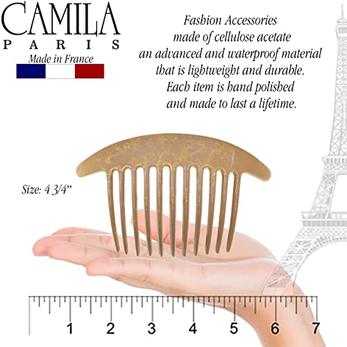 Image of Camila Paris CP2941 French Hair Side Combs, Beige Pearl Interlocking Combs French Twist Hair Combs, Strong Hold Hair Clips for Women Bun Chignon Up-Do, Styling Girls Hair Accessories, Made in France