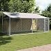 Gecheer Hundezwinger mit Dach und Tür Grau 4x2x2 m Verzinkter Stahl, Hundezwinger Freilaufgehege für große Hunde Garten Camping Outdoor