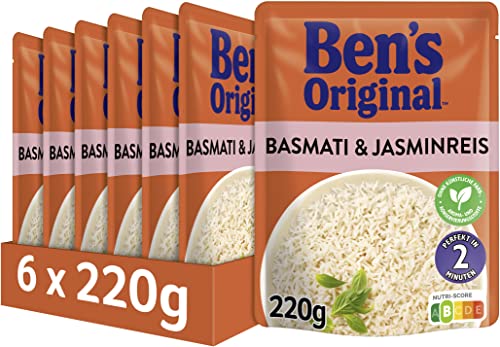 BEN’S ORIGINAL Ben's Original Express Reis Basmati-und Jasminreis, 6 Packungen (6 x 220g)