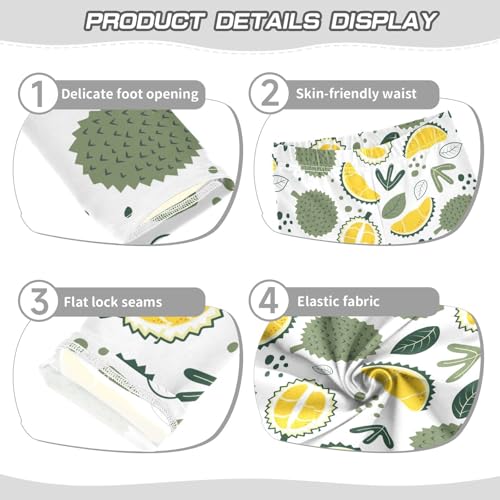 Cute Durian Fruits and Leaf Girls Leggings,Workout Leggings for Girls Toddler Athletic Leggings Size for 3-10T3